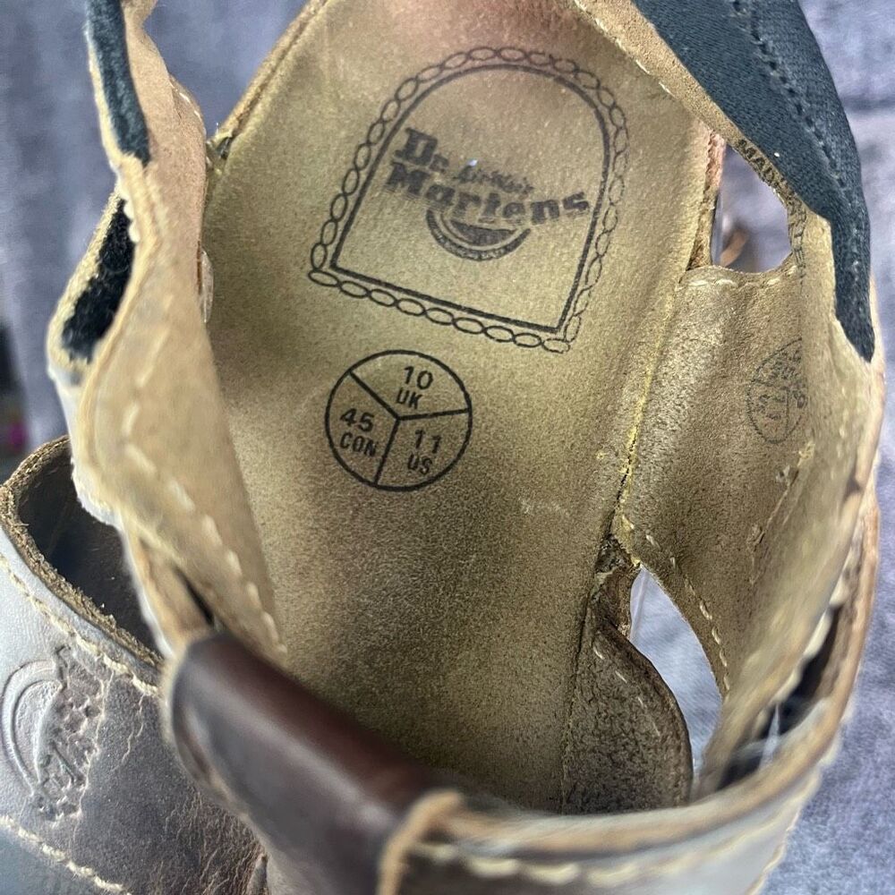 90s Y2K Vintage Brown Chunky Grunge Leather Dr. Martens Sandals Shoes - Made in - Picture 8 of 8